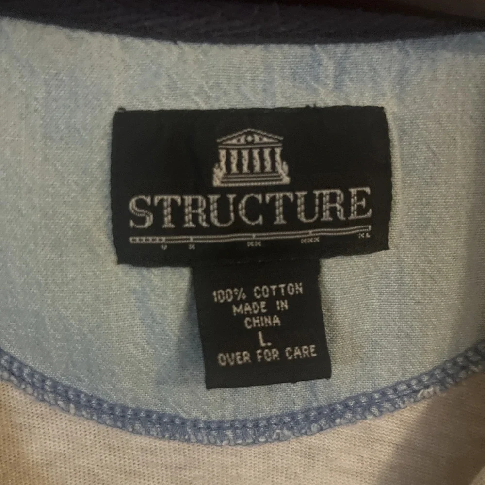Vintage 90's Street wear Men's Polo STRUCTURE‎ faded Stripes 100% Cotton Sz L